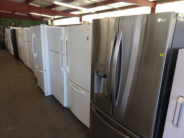French door stainless steele and white refrigerators